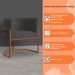 Kit 3 Poltronas Decorativa Luana Base Bronze Veludo Cinza - Montanaris Decor