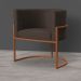 Kit 3 Poltronas Decorativa Luana Base Bronze Veludo Marrom - Montanaris Decor