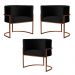 Kit 3 Poltronas Decorativa Luana Base Bronze Veludo Preto - Montanaris Decor