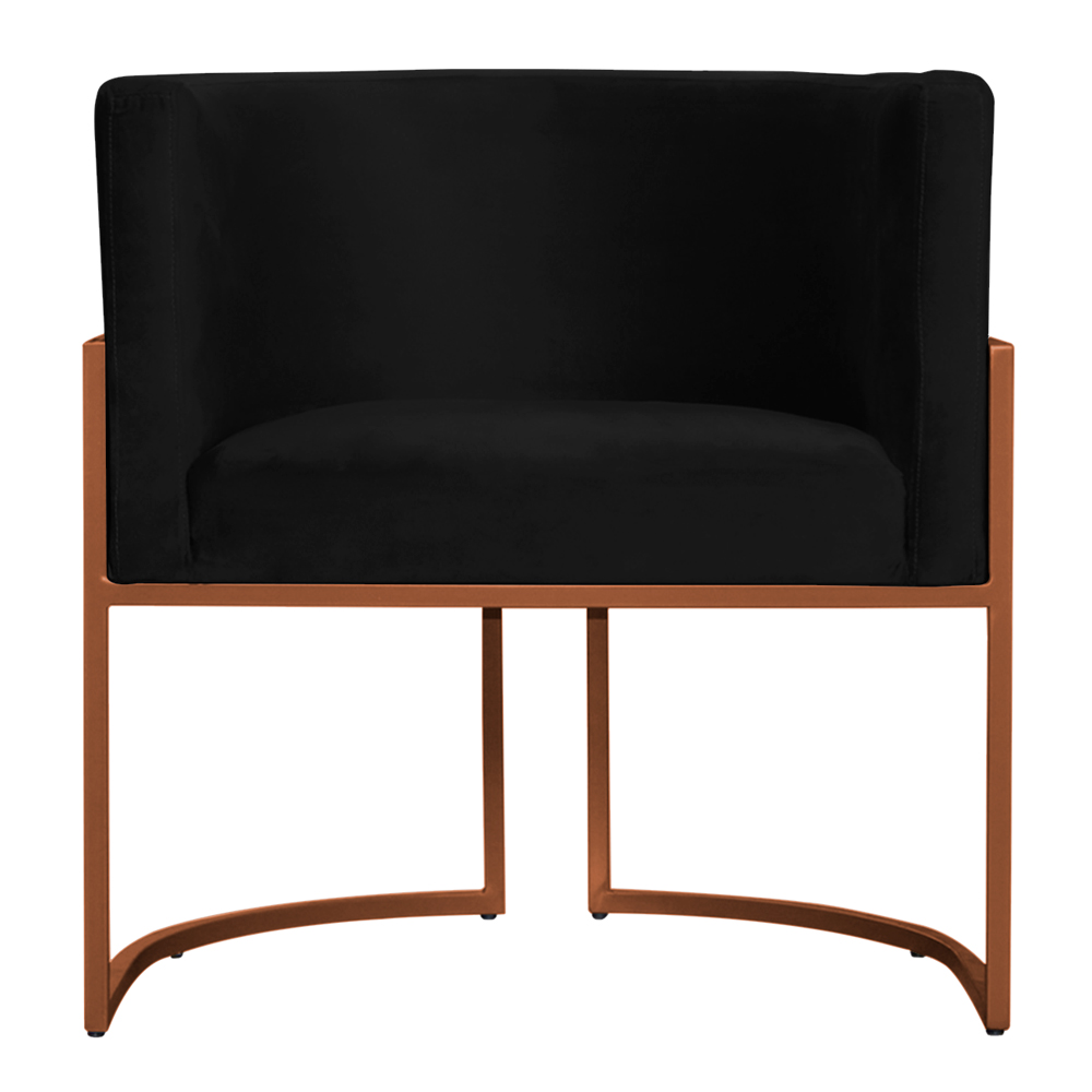 Kit 3 Poltronas Decorativa Luana Base Bronze Veludo Preto - Montanaris Decor