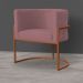 Kit 3 Poltronas Decorativa Luana Base Bronze Veludo Rosê - Montanaris Decor