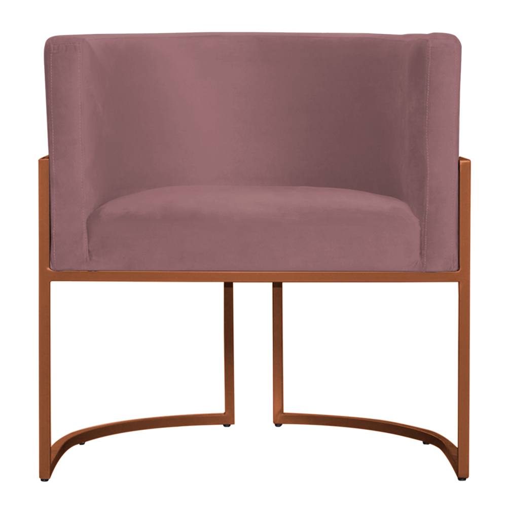 Kit 3 Poltronas Decorativa Luana Base Bronze Veludo Rosê - Montanaris Decor