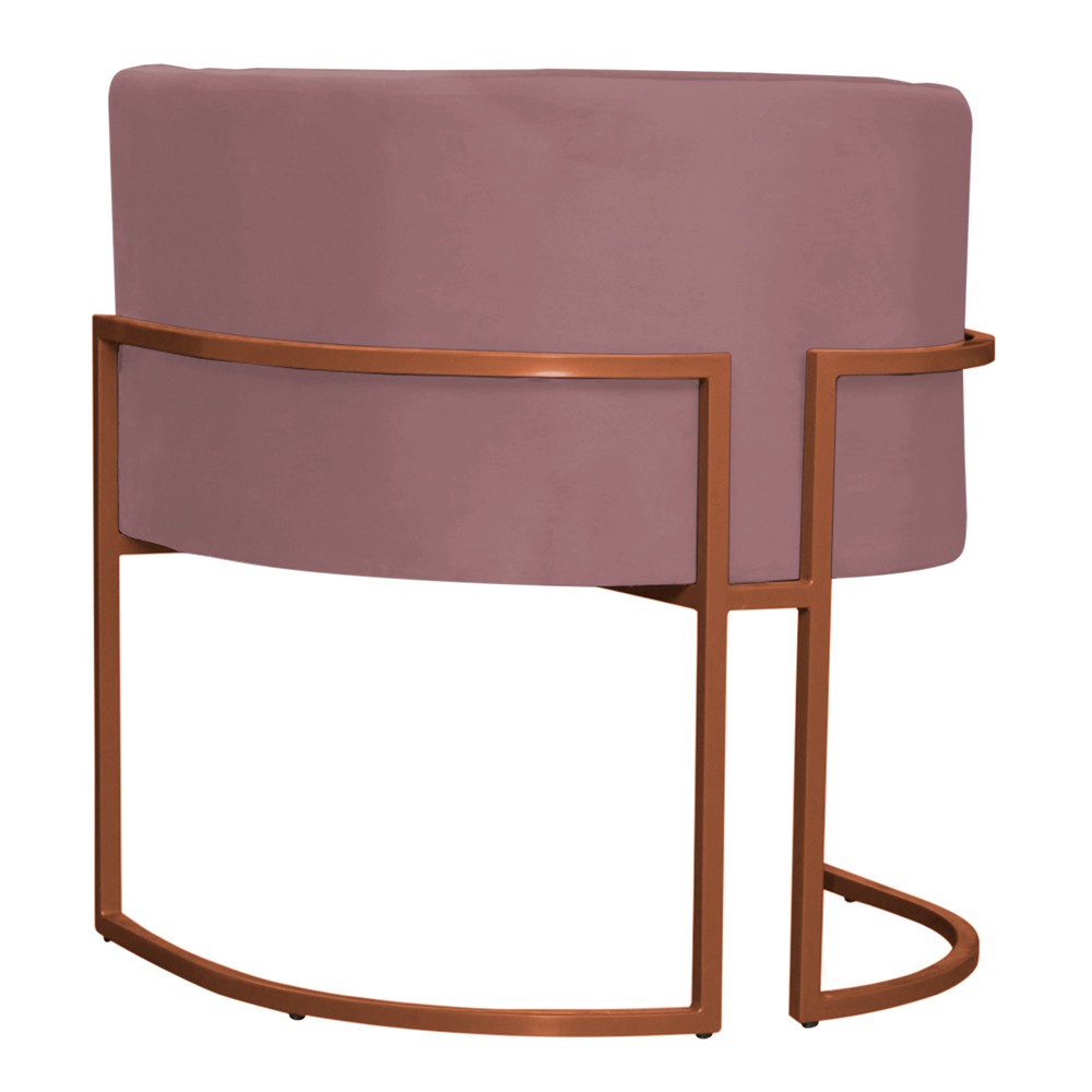 Kit 3 Poltronas Decorativa Luana Base Bronze Veludo Rosê - Montanaris Decor