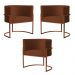 Kit 3 Poltronas Decorativa Luana Base Bronze Veludo Terracota - Montanaris Decor