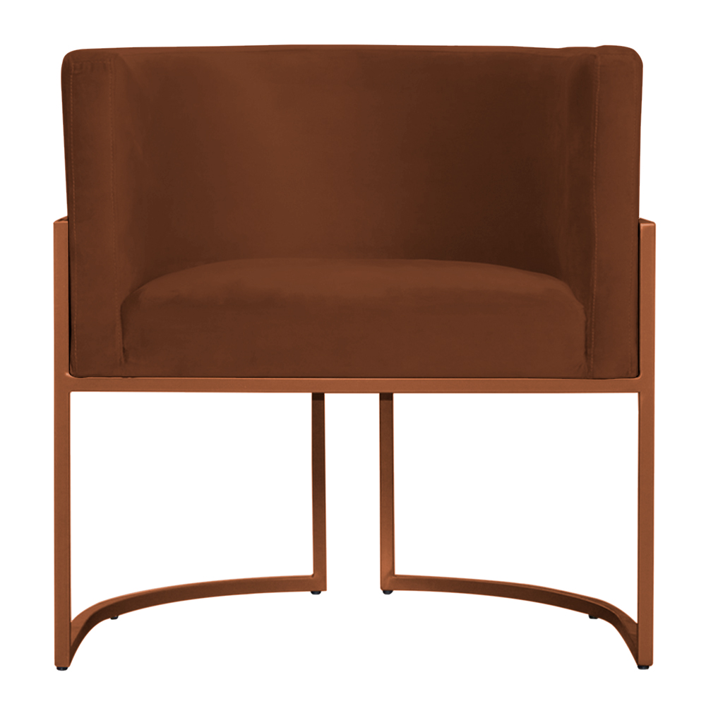 Kit 3 Poltronas Decorativa Luana Base Bronze Veludo Terracota - Montanaris Decor