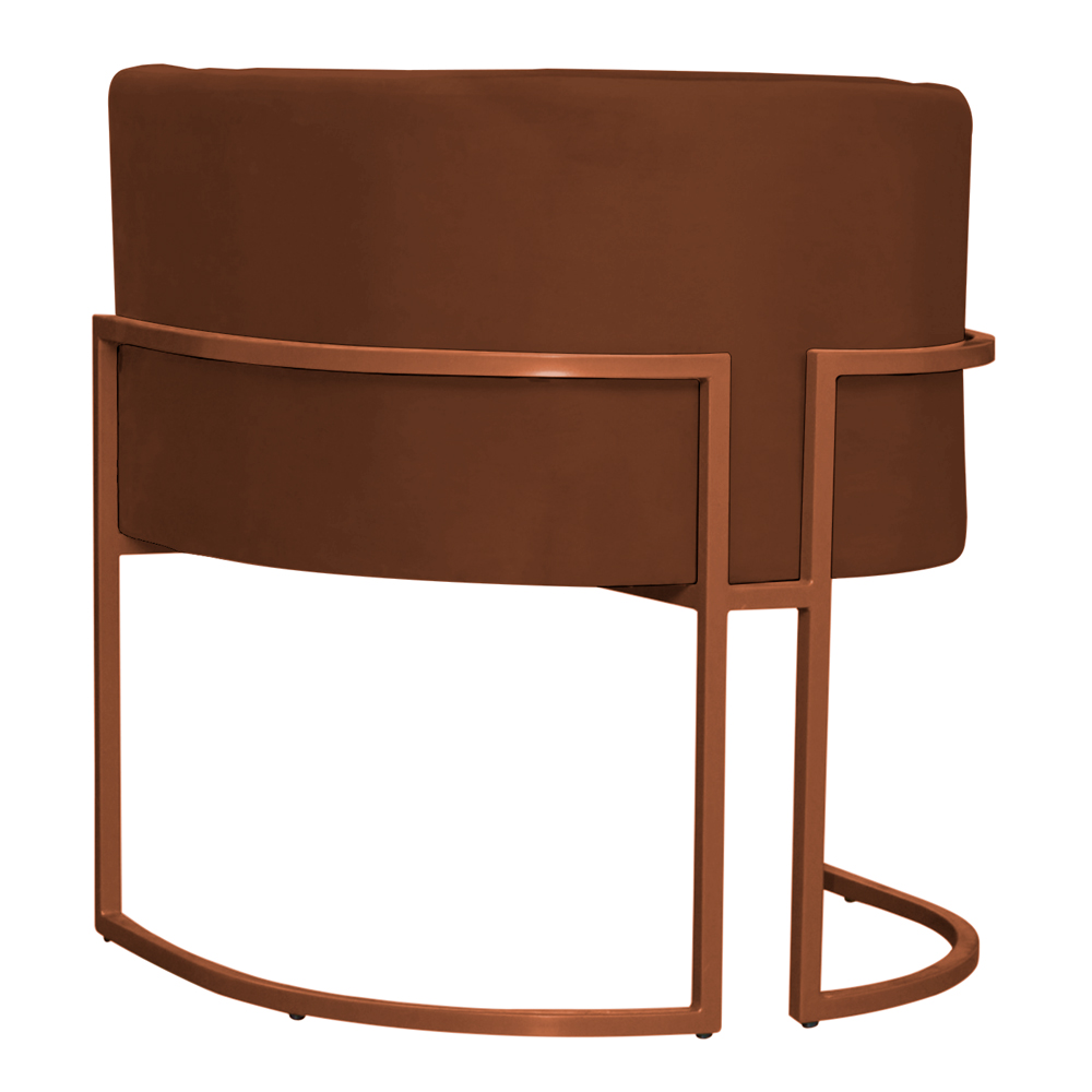 Kit 3 Poltronas Decorativa Luana Base Bronze Veludo Terracota - Montanaris Decor
