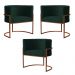 Kit 3 Poltronas Decorativa Luana Base Bronze Veludo Verde - Montanaris Decor
