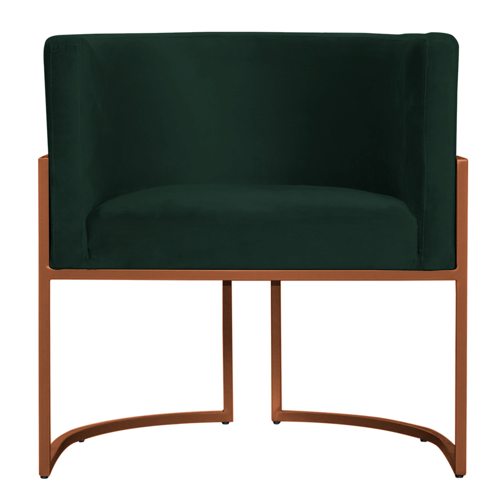 Kit 3 Poltronas Decorativa Luana Base Bronze Veludo Verde - Montanaris Decor