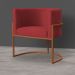 Kit 3 Poltronas Decorativa Luana Base Bronze Veludo Vermelho - Montanaris Decor