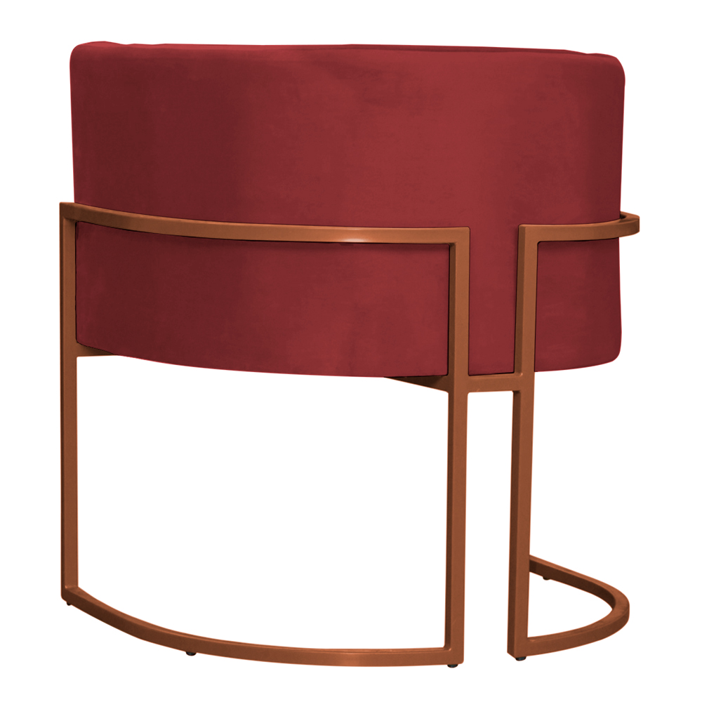 Kit 3 Poltronas Decorativa Luana Base Bronze Veludo Vermelho - Montanaris Decor