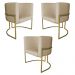 Kit 3 Poltronas Decorativa Luana Base Gold PU Bege - Montanaris Decor