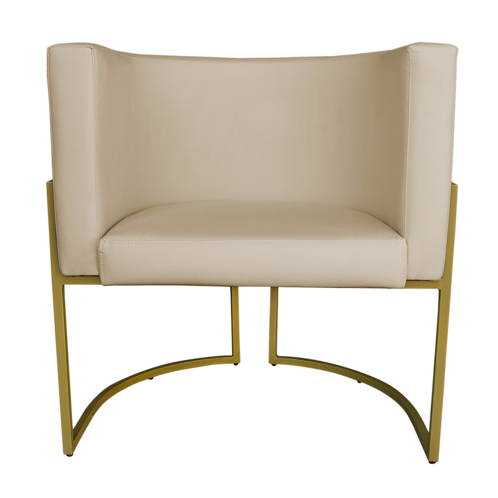 Kit 3 Poltronas Decorativa Luana Base Gold PU Bege - Montanaris Decor