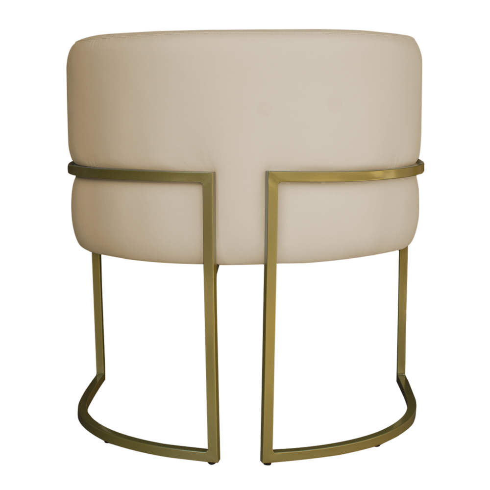 Kit 3 Poltronas Decorativa Luana Base Gold PU Bege - Montanaris Decor