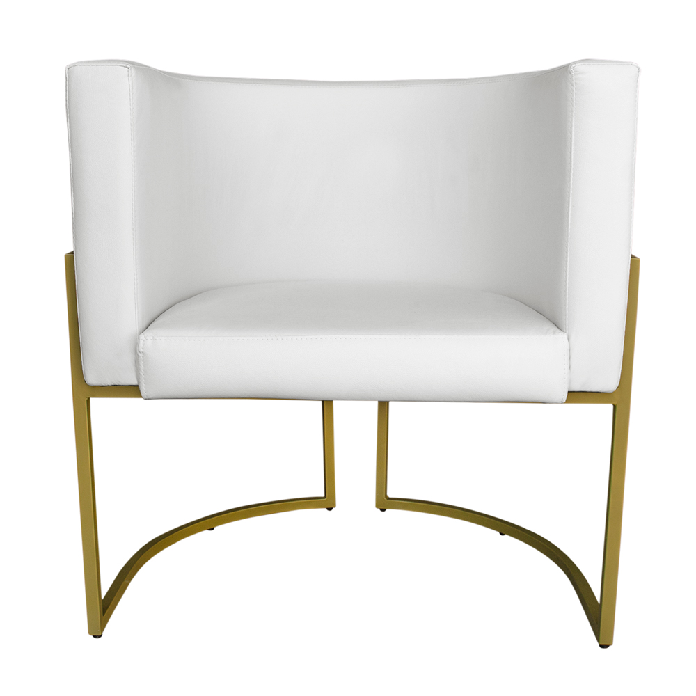 Kit 3 Poltronas Decorativa Luana Base Gold PU Branco - Montanaris Decor