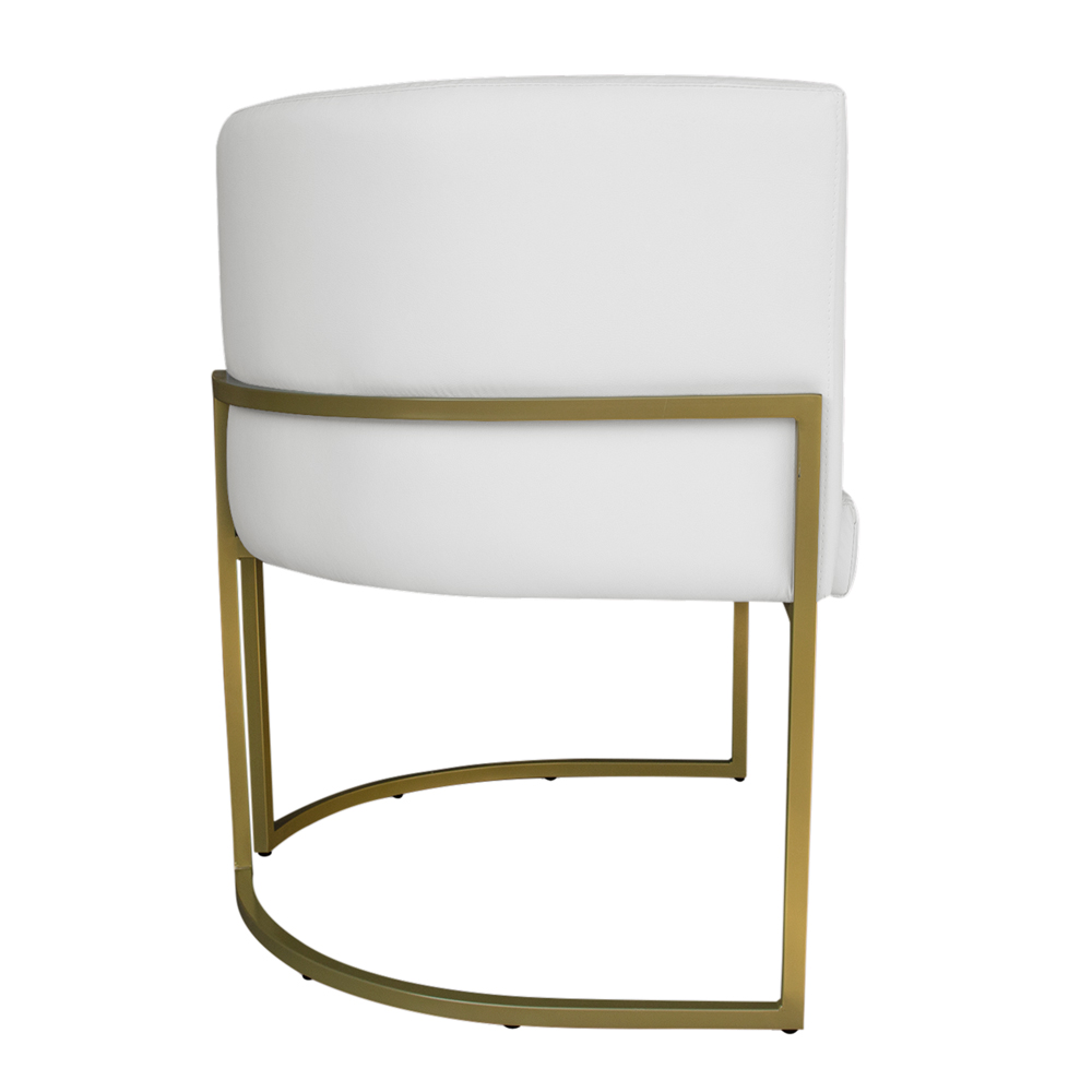Kit 3 Poltronas Decorativa Luana Base Gold PU Branco - Montanaris Decor