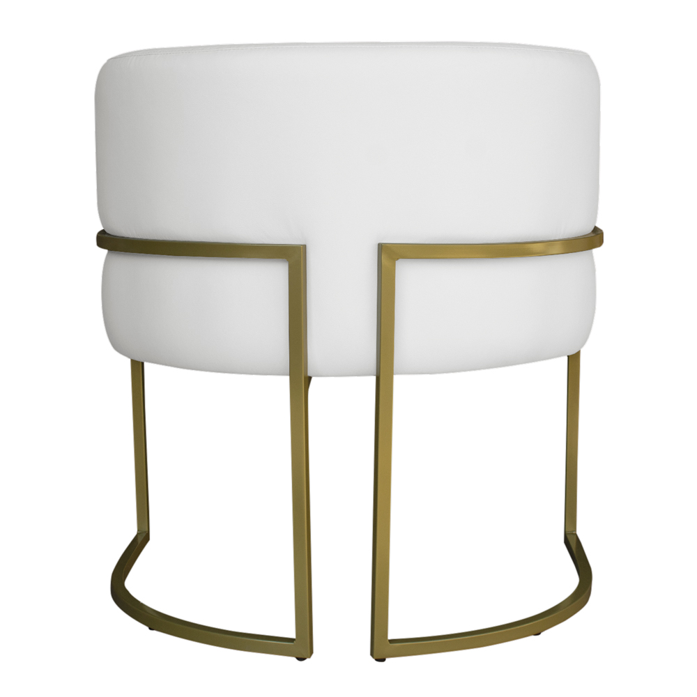 Kit 3 Poltronas Decorativa Luana Base Gold PU Branco - Montanaris Decor