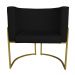 Kit 3 Poltronas Decorativa Luana Base Gold PU Preto - Montanaris Decor