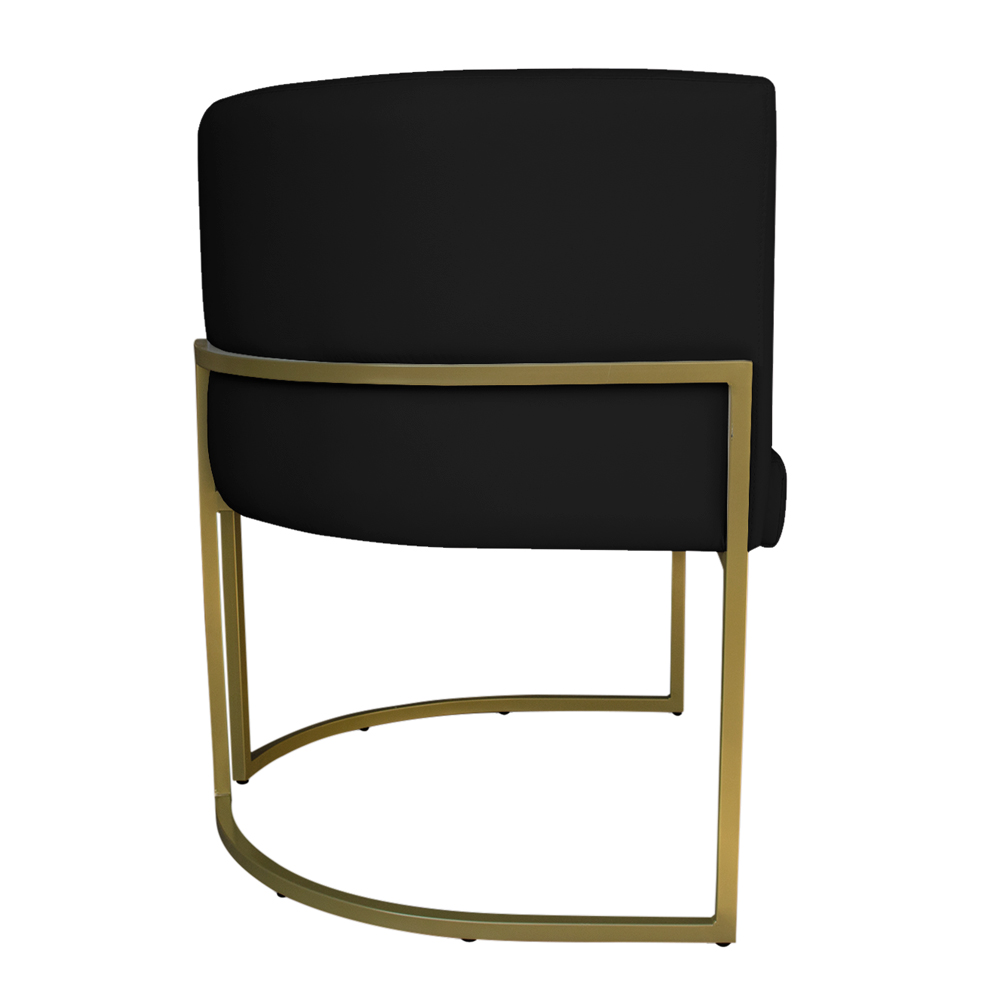 Kit 3 Poltronas Decorativa Luana Base Gold PU Preto - Montanaris Decor