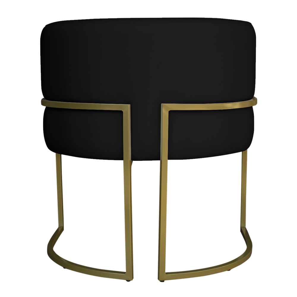 Kit 3 Poltronas Decorativa Luana Base Gold PU Preto - Montanaris Decor