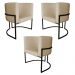 Kit 3 Poltronas Decorativa Luana Base Preta PU Bege - Montanaris Decor