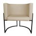 Kit 3 Poltronas Decorativa Luana Base Preta PU Bege - Montanaris Decor