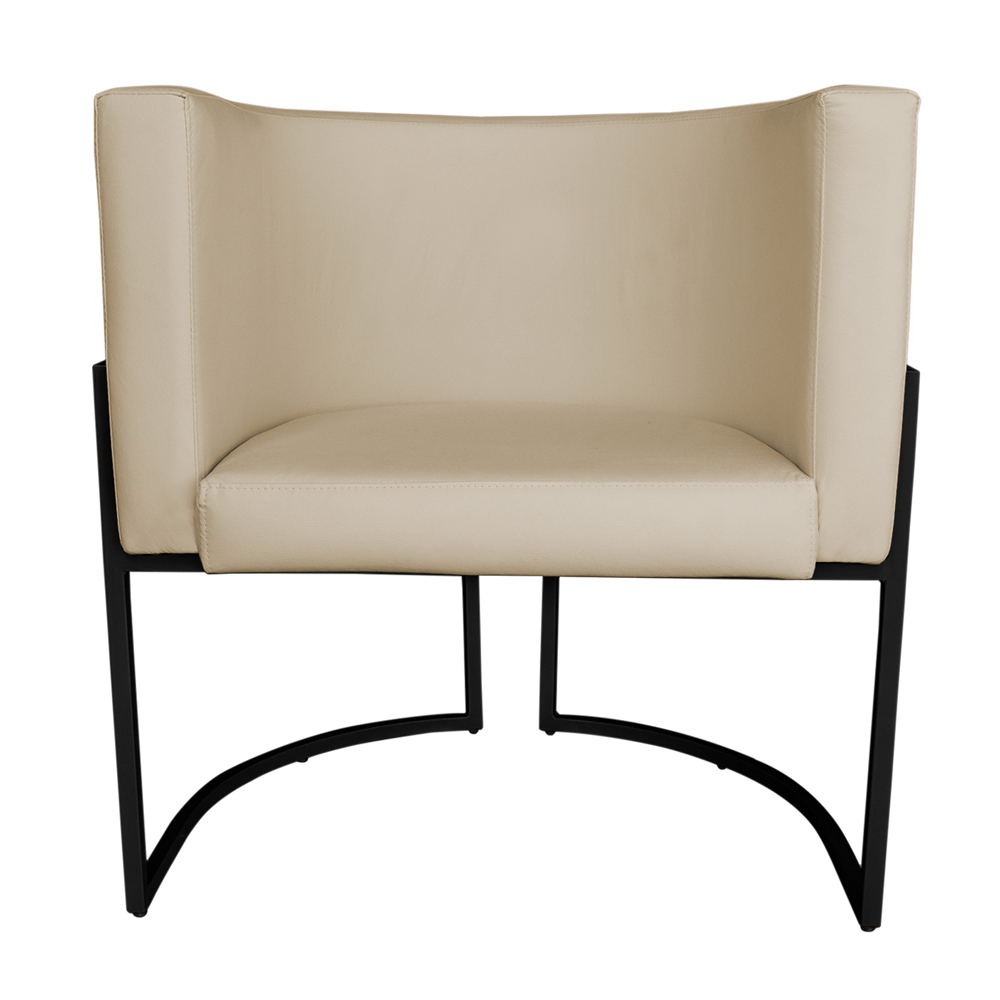 Kit 3 Poltronas Decorativa Luana Base Preta PU Bege - Montanaris Decor