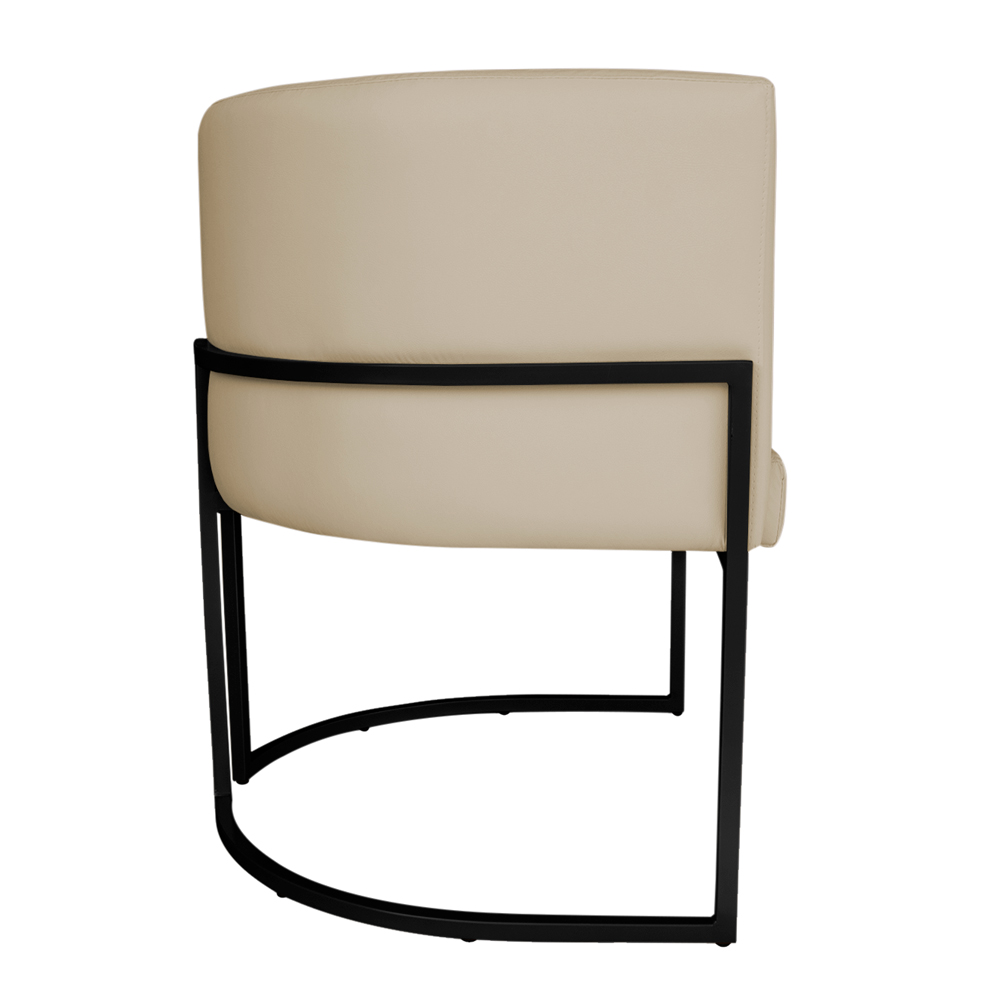 Kit 3 Poltronas Decorativa Luana Base Preta PU Bege - Montanaris Decor