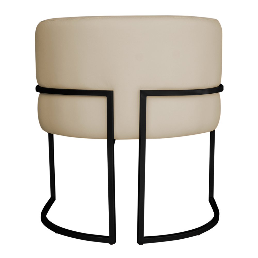 Kit 3 Poltronas Decorativa Luana Base Preta PU Bege - Montanaris Decor