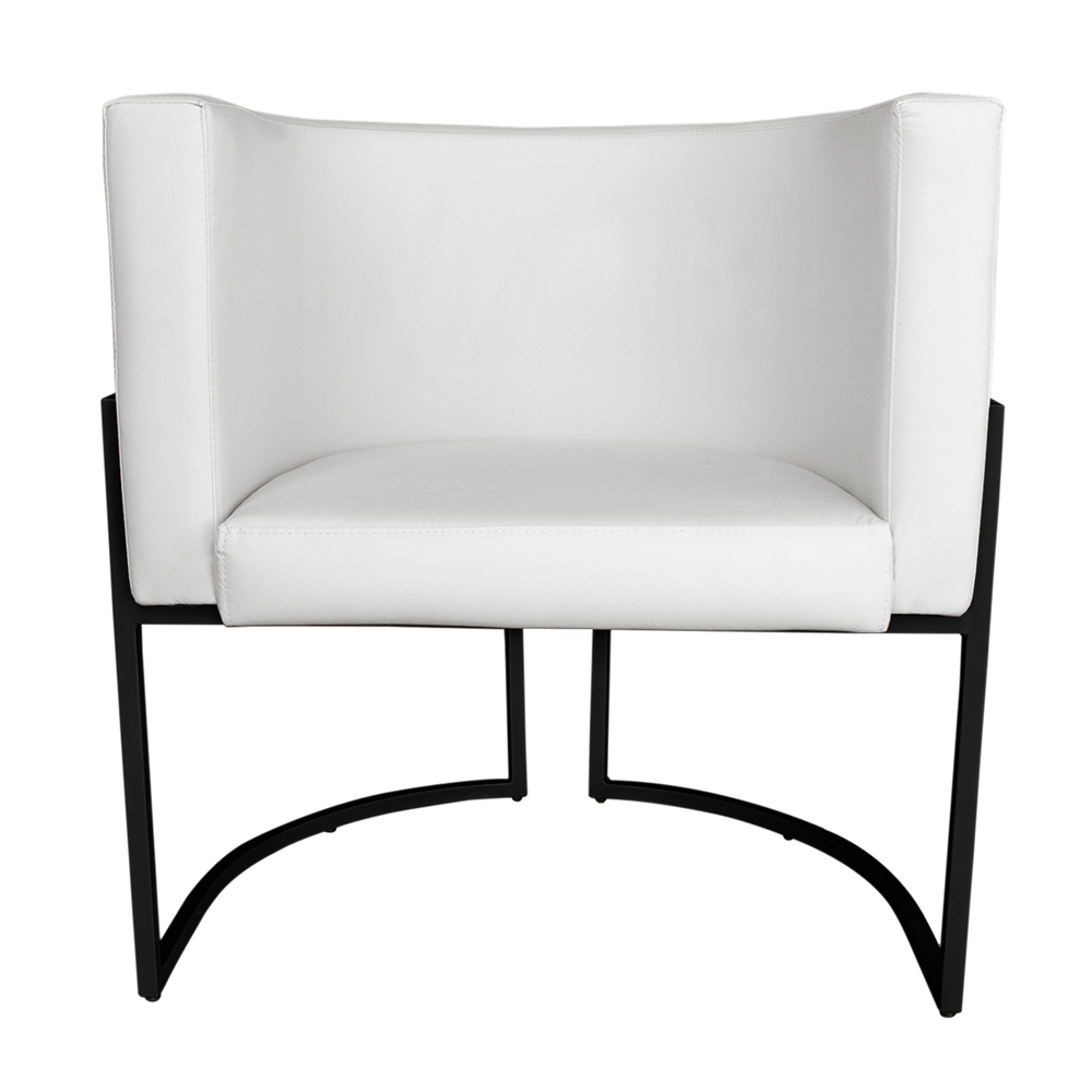 Kit 3 Poltronas Decorativa Luana Base Preta PU Branco - Montanaris Decor