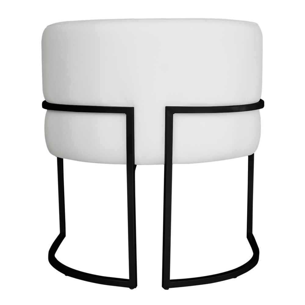 Kit 3 Poltronas Decorativa Luana Base Preta PU Branco - Montanaris Decor