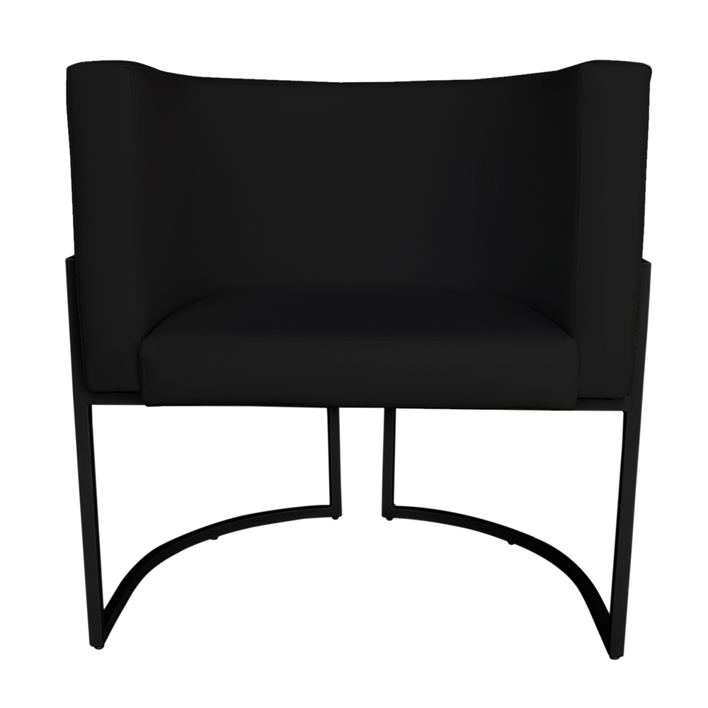 Kit 3 Poltronas Decorativa Luana Base Preta PU Preto - Montanaris Decor
