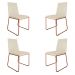 Kit 4 Cadeiras de Jantar Estofada Lille Base Bronze Veludo Bege - Montanaris Decor