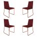 Kit 4 Cadeiras de Jantar Estofada Lille Base Bronze Veludo Bordô - Montanaris Decor