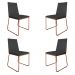 Kit 4 Cadeiras de Jantar Estofada Lille Base Bronze Veludo Cinza - Montanaris Decor