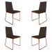 Kit 4 Cadeiras de Jantar Estofada Lille Base Bronze Veludo Marrom - Montanaris Decor