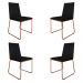 Kit 4 Cadeiras de Jantar Estofada Lille Base Bronze Veludo Preto - Montanaris Decor