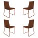 Kit 4 Cadeiras de Jantar Estofada Lille Base Bronze Veludo Terracota - Montanaris Decor