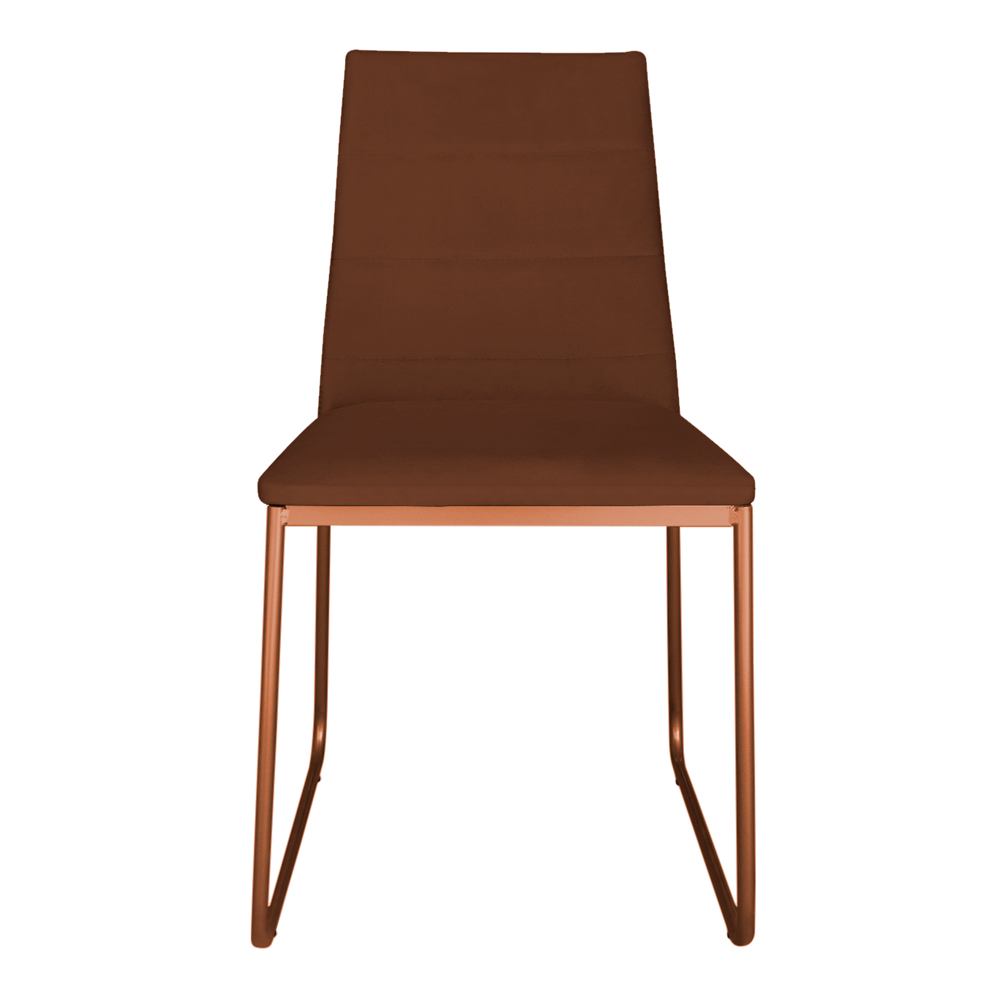 Kit 4 Cadeiras de Jantar Estofada Lille Base Bronze Veludo Terracota - Montanaris Decor