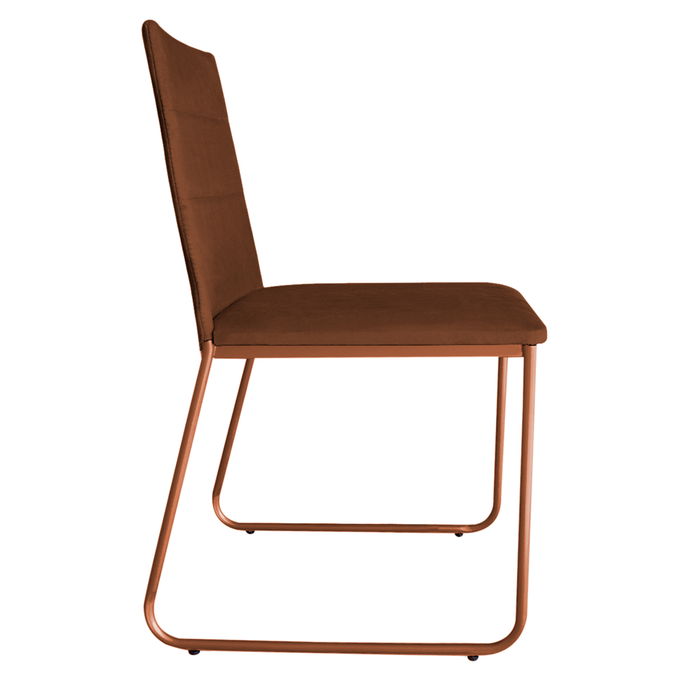 Kit 4 Cadeiras de Jantar Estofada Lille Base Bronze Veludo Terracota - Montanaris Decor