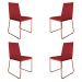 Kit 4 Cadeiras de Jantar Estofada Lille Base Bronze Veludo Vermelho - Montanaris Decor