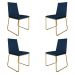 Kit 4 Cadeiras de Jantar Estofada Lille Base Gold Veludo Azul Marinho - Montanaris Decor