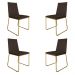 Kit 4 Cadeiras de Jantar Estofada Lille Base Gold Veludo Marrom - Montanaris Decor