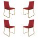 Kit 4 Cadeiras de Jantar Estofada Lille Base Gold Veludo Vermelho - Montanaris Decor