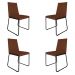 Kit 4 Cadeiras de Jantar Estofada Lille Base Preta Veludo Terracota - Montanaris Decor