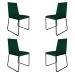 Kit 4 Cadeiras de Jantar Estofada Lille Base Preta Veludo Verde - Montanaris Decor