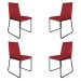 Kit 4 Cadeiras de Jantar Estofada Lille Base Preta Veludo Vermelho - Montanaris Decor