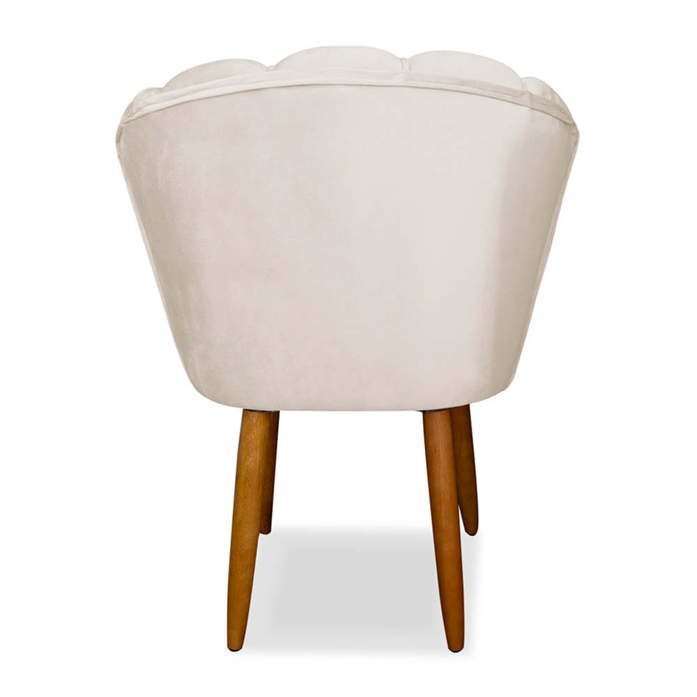Kit 4 Cadeiras de Jantar Pétala Estofada Pés Palito Veludo Bege - Montanaris Decor