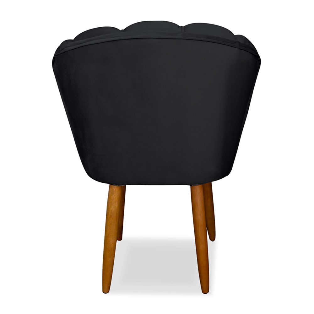 Kit 4 Cadeiras de Jantar Pétala Estofada Pés Palito Veludo Cinza Escuro - Montanaris Decor