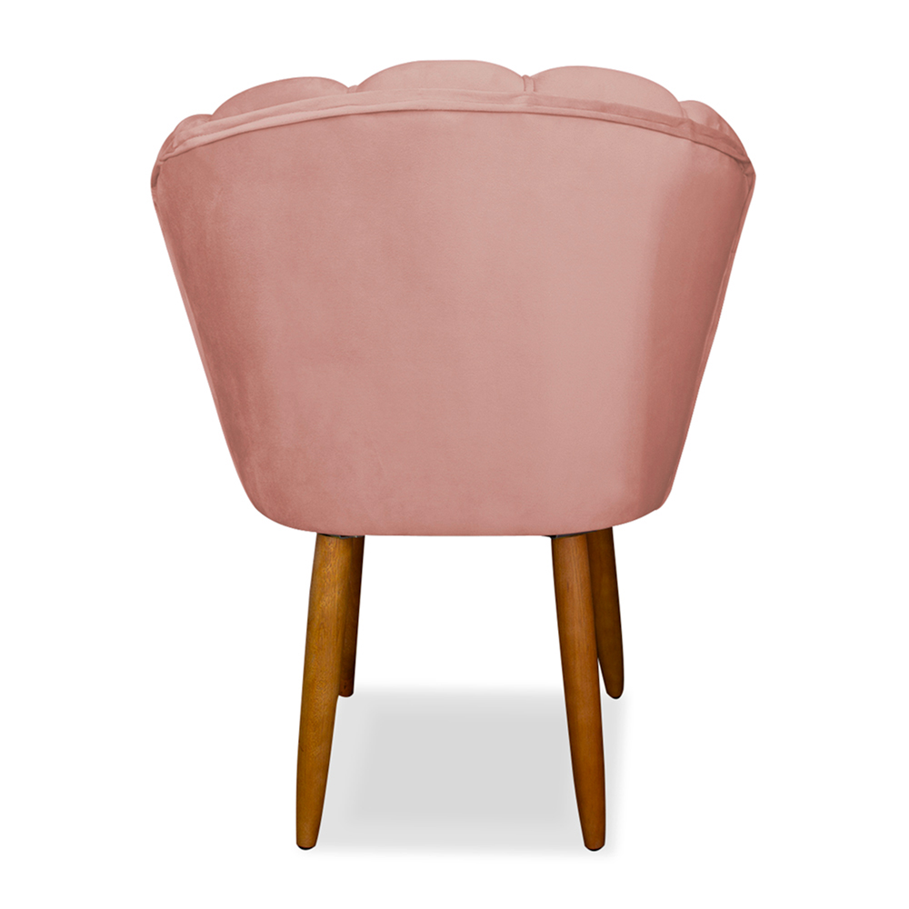 Kit 4 Cadeiras de Jantar Pétala Estofada Pés Palito Veludo Rosê - Montanaris Decor