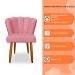 Kit 4 Cadeiras de Jantar Pétala Estofada Pés Palito Veludo Rosa - Montanaris Decor